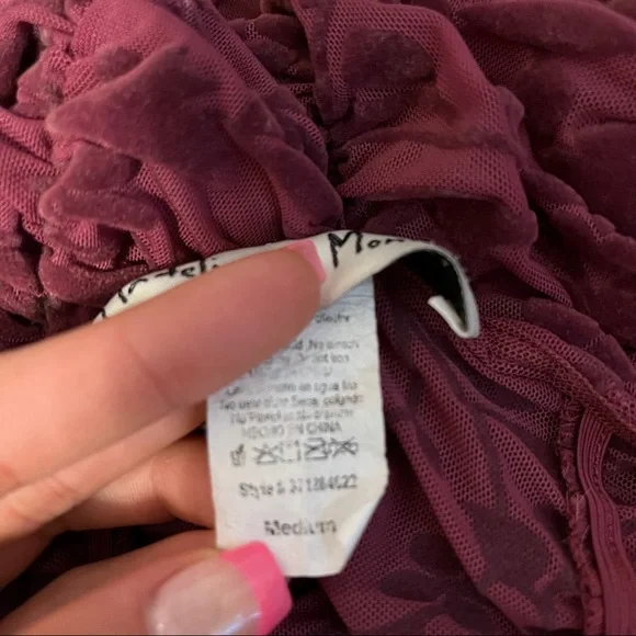 Madeline & Monroe Purple Floral Puff Sleeve Ruched Top Y2K - Picture 8 of 8